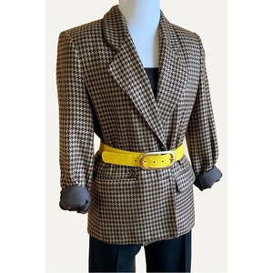 VINTAGE Brown/Tan Houndstooth Tailored Blazer Size 10